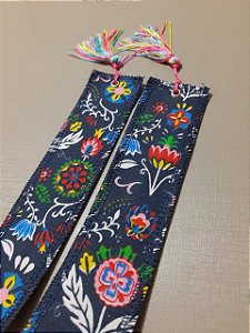 Marcador de Páginas de Tecido com Tassel Personalizado - Flores