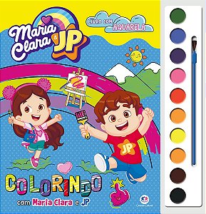 Livro de colorir com aquarela - Maria Clara e JP