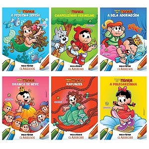 Kit Turma da Mônica para colorir com 6 livros - Meninas