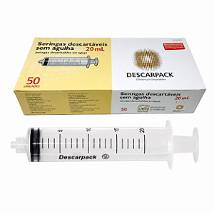 Seringa Descartável Luer Lock 20ml Descarpack 50 unidades