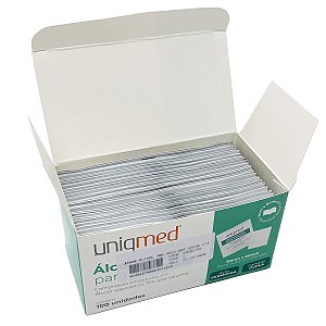 Álcool Swab 70% Saches Lenço Umedecido Uniqmed 200 unidades