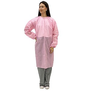 Avental Descartável Manga Longa 40g Rosa Bebê Mogimed 5 un