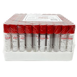 Tubo para Coleta a Vácuo 4ml Ativador Coágulo Siliconizado Tampa Vermelha 100 Unidades Labor Import