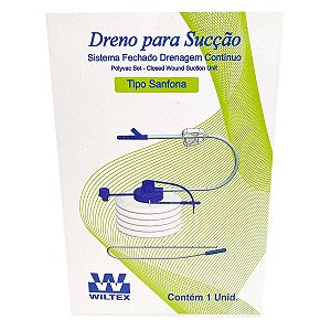 Dreno Sucção Sanfonado Wiltex 4,8mm 500ml Sistema Fechado Estéril