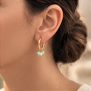 ARGOLA COM PÉROLAS DE ÁGUA DOCE E TURQUESA NATUURAL "VERSATILE"