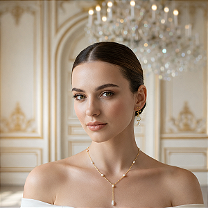 COLAR FEMININO COM PÉROLA NATURAL "LYS"