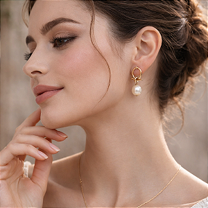 BRINCO COM PÉROLA DE ÁGUA DOCE "ELEGANCE"