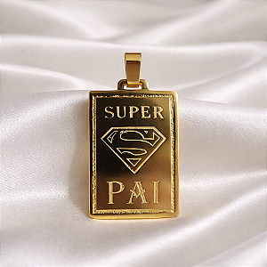 PINGENTE MASCULINO SUPER PAI RETANGULAR