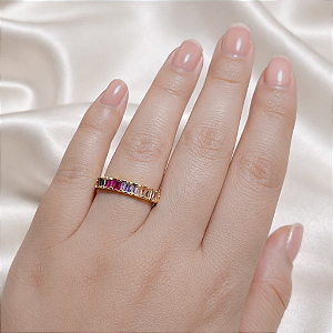 ANEL FEMININO PEDRAS COLORIDAS "PARIS"