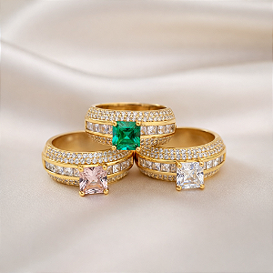 ANEL FEMININO COM PEDRAS COLORIDAS "REGINA"