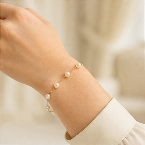 PULSEIRA FEMININA COM PÉROLAS DE ÁGUA DOCE "LOUISE"