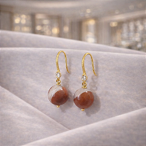 BRINCO GANCHO DE JASPE VERMELHO