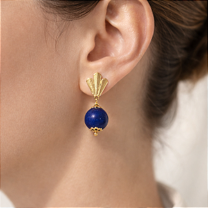 BRINCO LÁPIS LAZÚLI DOURADO
