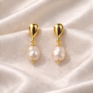 BRINCO PÉROLA DE ÁGUA DOCE "DOURÉ"