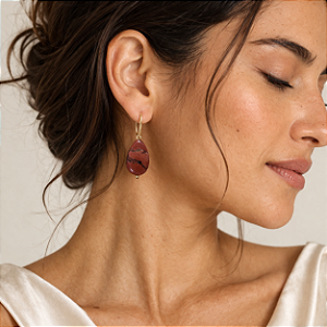 BRINCO GOTA JASPE VERMELHO