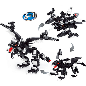Blocos de Montar 3 em 1 Naves Dragões e Dinossauros Brinquedo Transformers