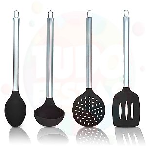 4 Pçs Colheres de Silicone Conjunto Utensílios de Cozinha