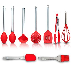 Conjunto 9 Pçs de Silicone Utensílios Cozinha