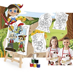 Kit Pintura Infantil Temático com Cavalete