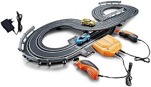 Autorama Turbo Run Pista Carrinho Controle Remoto 2 Carros 2 Controles