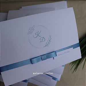 Convite de Casamento Floral - Azul Serenity