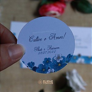 Tag para lembrancinha de casamento floral azul