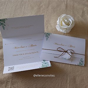Convite de Casamento Botânico – Elegantes • (30, 50, 80 ou 100 unidades)