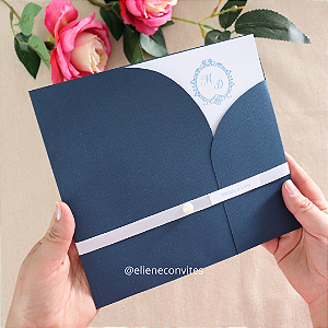 Convites de Casamento Clássicos: Floral Azul