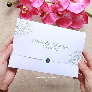 50 Convites de 15 Anos Elegância Verde Oliva – Kit Completo Personalizado