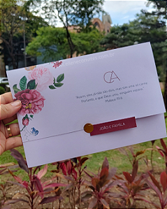 Convite de Casamento Cor Marsala – Modelos Personalizados (30, 50, 80 e 100 Unidades)