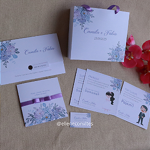 Kit Papelaria de Casamento - Paleta Lilás/Lavanda