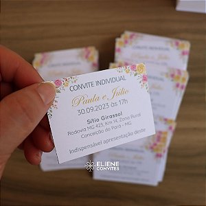 Convite Individual Floral Rosa