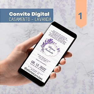 Convite de Casamento Digital - Lavanda/Lilás