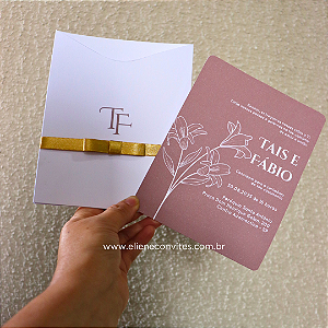 Convite de Casamento modelo luva mocha mousse