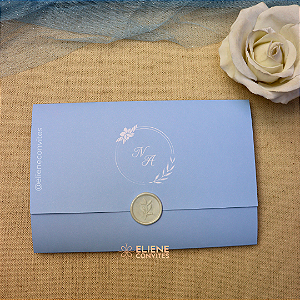 Convite de Casamento Azul Serenity + Lacre de Cera | Kits 30, 50, 80 e 100