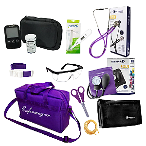 Kit Acadêmico com Bolsa Para Estágio Aparelho de Pressão Estetoscópio Adulto/Infantil