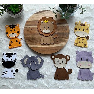 Kit de recorte em feltro para móbile, guirlanda ou chaveiro modelo: Safari