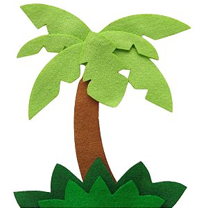 Aplique de coqueiro em feltro para artesanato no tema safari