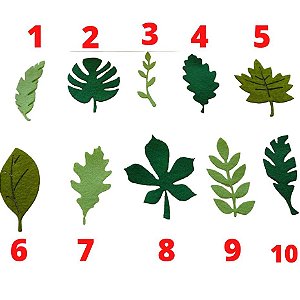 Mix de folhas em feltro com 10 modelos, costela de adão , folha de outono, raminhos