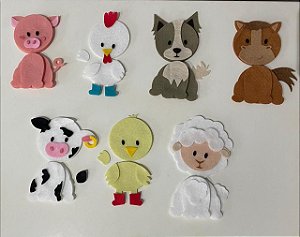 Kit recortes de fazendinha em feltro 7 unidades DIY Faça você mesmo guirlanda chaveiros móbile