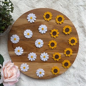 Recortes de Mini Margaridas e girassóis em Feltro - 10 unidades