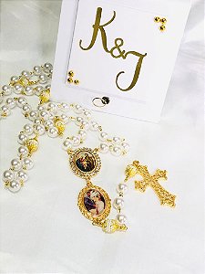 TERÇO DE NOIVA PERSONALIZADO COM RELICARIO