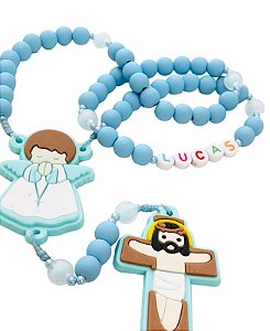 Terço personalizado infantil anjinho da guarda com nome