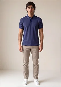 Camisa Polo Slim Fit - Marinho Claro