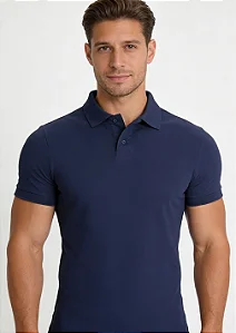 Camisa Polo Slim Fit - Marinho Claro