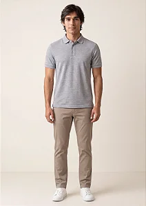 Camisa Polo Slim Fit - Cinza Mescla