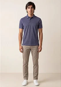 Camisa Polo Slim Fit - Marinho Mescla