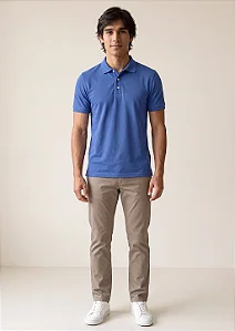 Camisa Polo Slim Fit - Azul Imperial