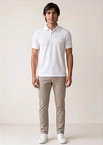 Camisa Polo Slim Fit - Branca