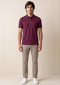 Camisa Polo Slim Fit - Vinho
